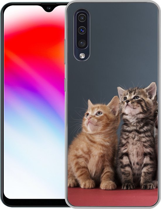 Coque Samsung Galaxy A30s - Chatons - Blauw - Rose - Filles - Enfants - Garçons - Enfant - Coque de téléphone en Siliconen