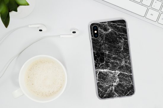 Coque iPhone Xs Max - Marbre - Pierre - Zwart - Siliconen