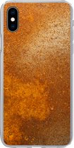 Geschikt voor iPhone Xs hoesje - Metaal - Roest print - Oranje - Vintage - Industrieel - Siliconen Telefoonhoesje