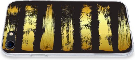 Coque iPhone 7 - Rayures Dorées sur Fond Noir - Siliconen
