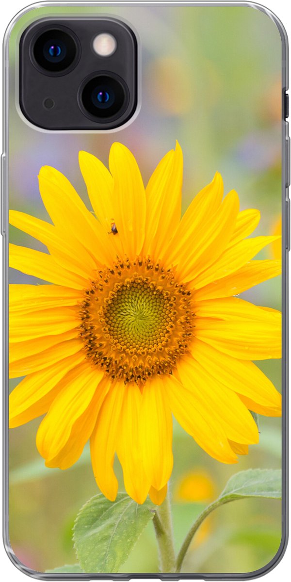 Telefoonhoesje Geschikt voor iPhone 13 mini hoesje - Bloemen - Zonnebloem - Geel - Siliconen Telefoonhoesje Telefoonhoesje