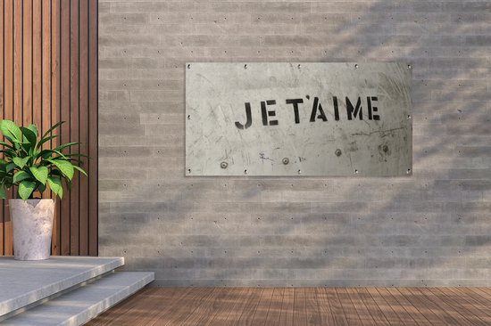 Schuttingposter Quotes - Je t'aime - Ik hou van jou - Frans - Liefde - 200x100 cm - Tuindoek