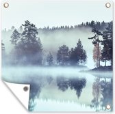 Tuinposters Bos - Mist - Winter - 50x50 cm - Tuindoek - Buitenposter