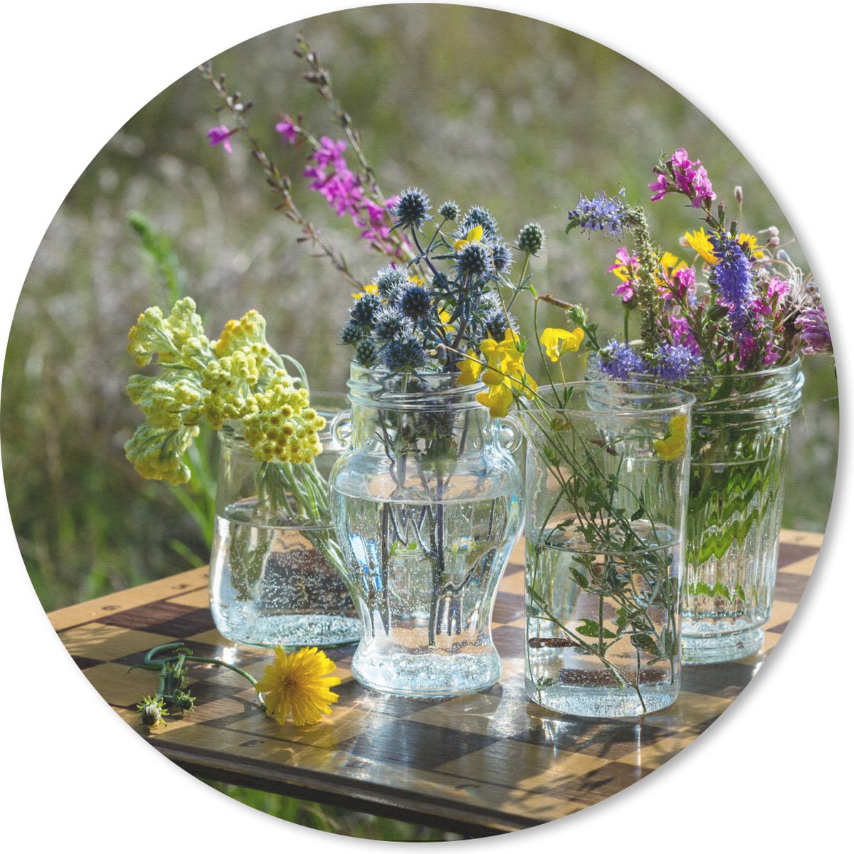 Muismat rond 20x20 cm - Mousepad Vaas - Bloemen - Kleuren - Ronde muismatten