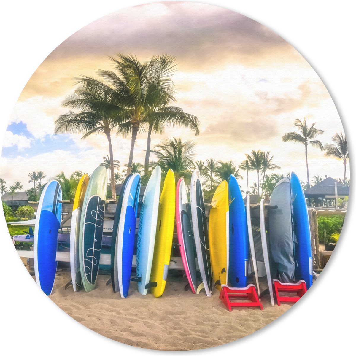 Muismat rond 50x50 cm - Mousepad Surfplanken - Ronde muismatten
