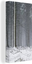 Canvas Schilderij Bomen - Winter - Sneeuw - 20x40 cm - Wanddecoratie
