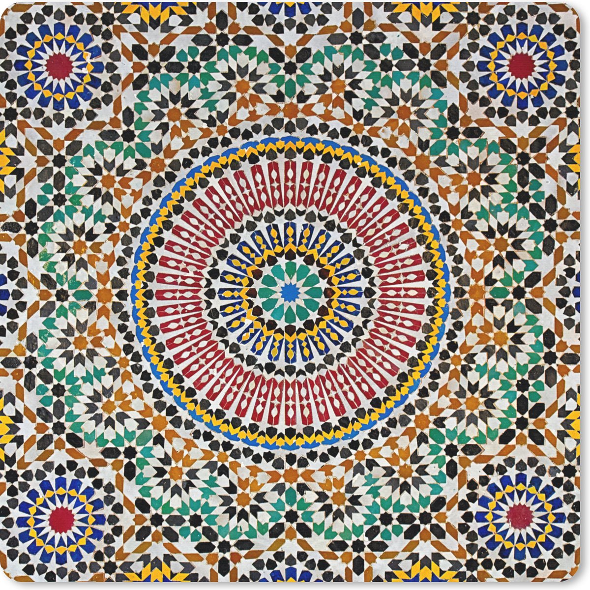 Muismat 20x20 cm - Mousepad Een bovenaanzicht van Marokkaans mozaïek - Muismatten