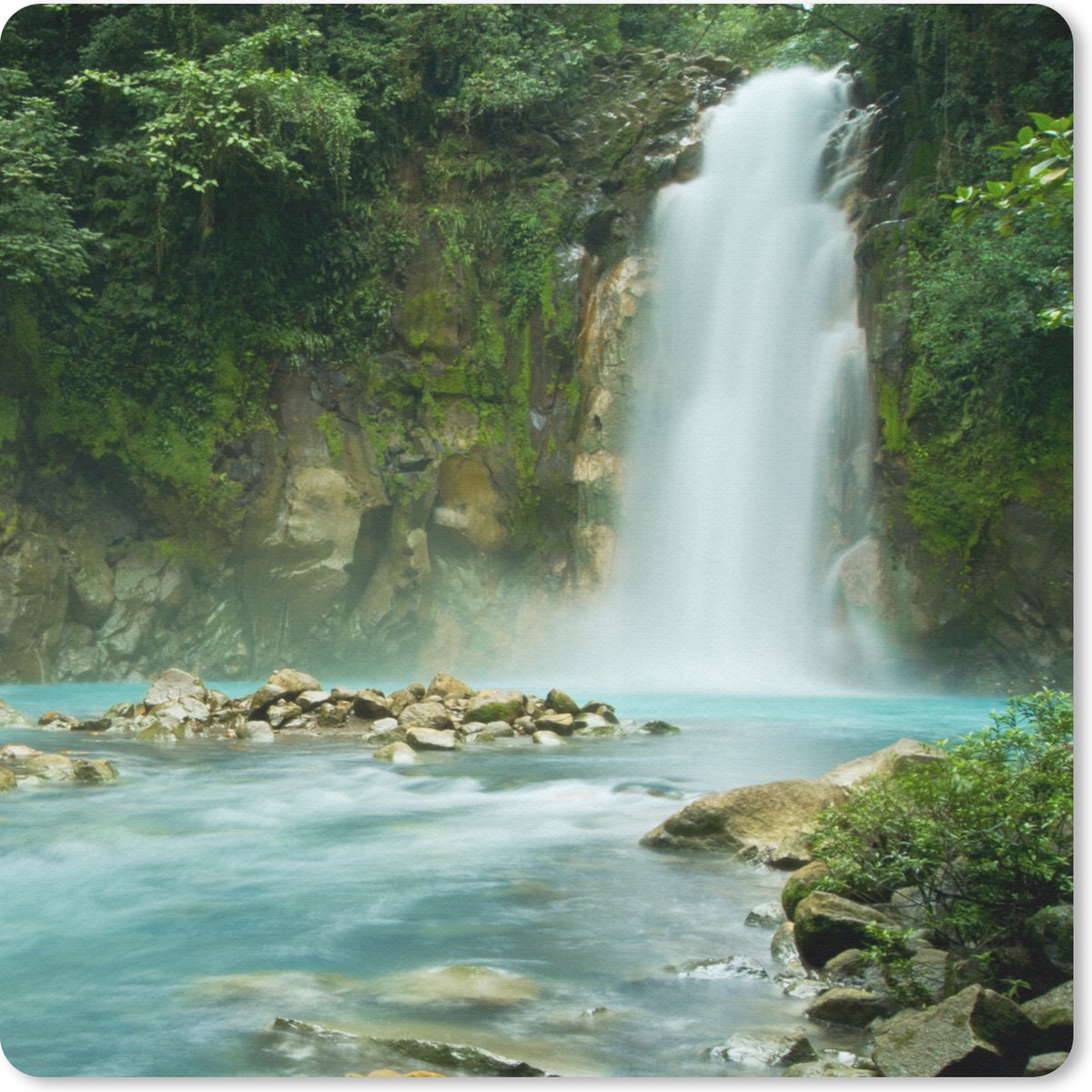 Muismat 30x30 cm - Mousepad Jungle - Natuur - Waterval - Muismatten