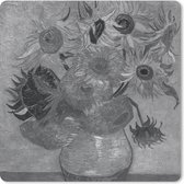 Muismat Klein - Zonnebloemen - Vincent van Gogh - Zwart - Wit - 20x20 cm