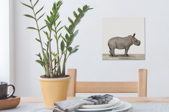 Rhino animal print nursery Canvas 20x20 cm - Tirage photo sur toile (Décoration murale salon / chambre)