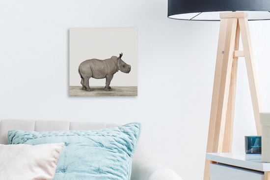 Rhino animal print nursery Canvas 20x20 cm - Tirage photo sur toile (Décoration murale salon / chambre)