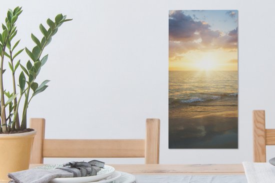 Tableau sur toile Coucher de soleil - Nuages ​​- Plage - 20x40 cm - Décoration murale