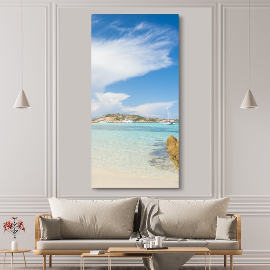 Tableau sur toile 80x160 cm - Décoration murale Plage en Sardaigne - Décoration murale salon - Décoration chambre - Accessoires chambre - Peintures