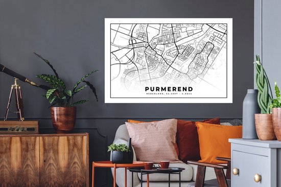 Stickers muraux - Carte - Purmerend - Nederland - 120x80 cm - Feuille adhésive