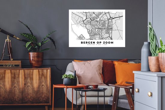 Stickers Stickers muraux - Carte - Montagnes op Zoom - Pays- Nederland - 90x60 cm - Feuille adhésive