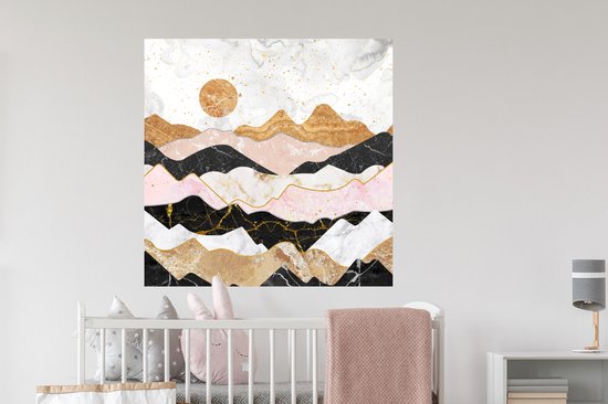 Stickers muraux - Film autocollant - Marbre - Pastel - Or - 100x100 cm - Film adhésif - Stickers muraux Chambre d'enfant - Papier peint autocollant XXL