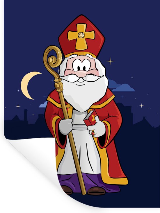 Muurstickers - Sticker Folie - Sinterklaas decoratie - Sint - Staf - Kinderen - Jongens - Meisjes - Kids - 30x40 cm - Plakfolie - Muurstickers Kinderkamer - Zelfklevend Behang