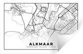 Stickers muraux - Plan de la ville - Alkmaar - Zwart - Wit - 30x20 cm - Feuille adhésive - Carte
