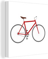 Canvas Schilderij Een zijaanzicht van een van een rode fiets - 20x20 cm - Wanddecoratie