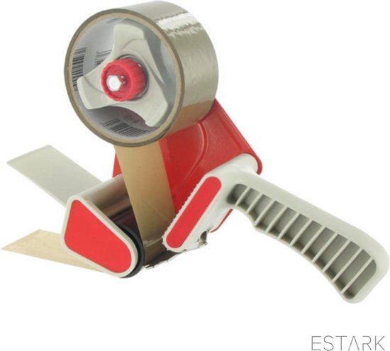 ESTARK® Tape Dispenser - Handafroller & Dozensluiter - Verpakkingstapedispenser - Multi Rol - Tapehouder Taperoller - Plakbandhouder - Handdozensluiter - Plakband Houder - Tapehouder voor plakbandrollen  - Grijs | Rood