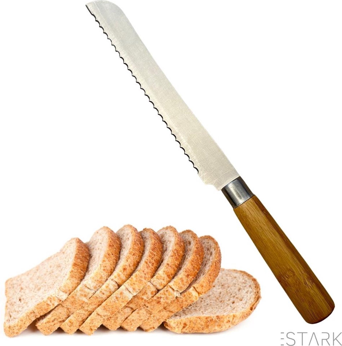 ESTARK® Broodmes - Professioneel Broodmes - Keukenmes - Kartelmes - 33 cm - Bamboe Handvat - ESTARK