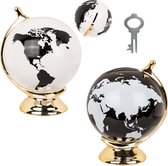 Spaarpot Globe keramiek 17cm zwart/wit (1 stuk) assorti