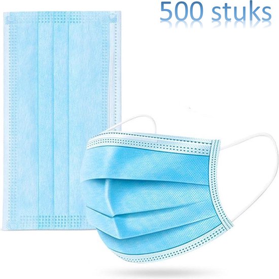 Mondkapjes - Katoen- Trois couches - 500 pièces - Emballés en boîtes de 50