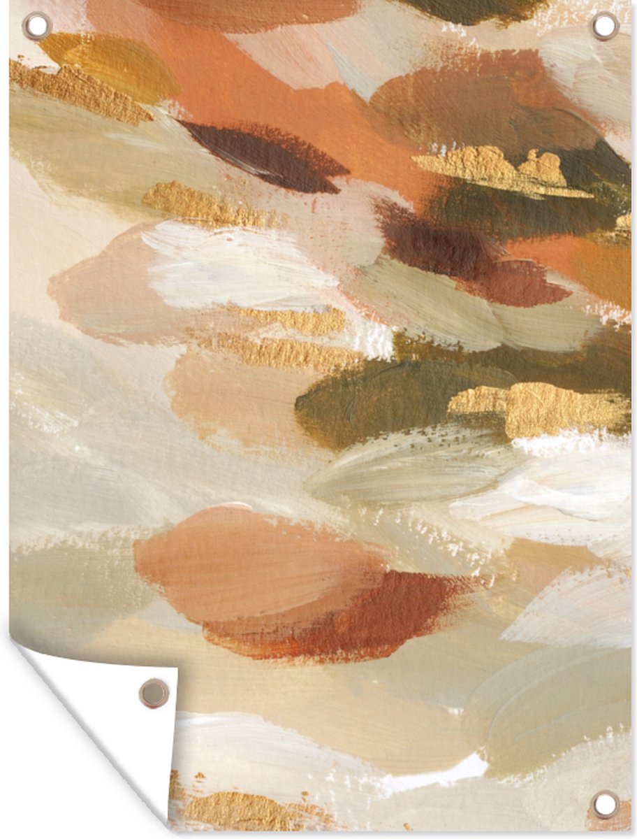 Tuin decoratie Acrylverf - Goud - Rood - 30x40 cm - Tuindoek