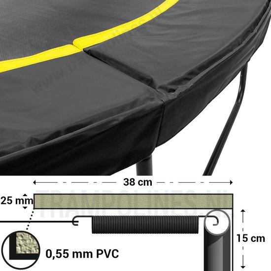 Grote hoeveelheid Duur snorkel Magic Circle Pro Trampoline Beschermrand 380 cm Zwart - Ronde trampoline  rand - Breed... | bol.com