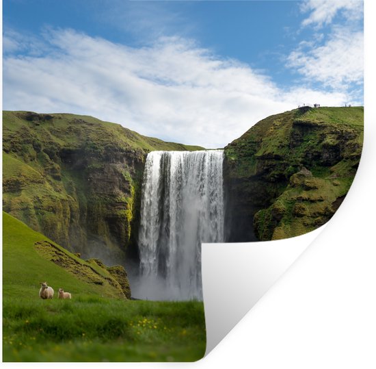Muurstickers - Sticker Folie - Waterval - IJsland - Natuur - 100x100 cm - Plakfolie - Muurstickers Kinderkamer - Zelfklevend Behang XXL - Zelfklevend behangpapier - Stickerfolie