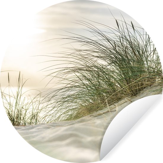 Foto: Wallcircle muurstickers behangcirkel duinen met helmgras onder de zon van het duitse nationaal park schleswig holsteinisches wattenmeer 120 cm muurcirkel zelfklevend ronde behangsticker xxl