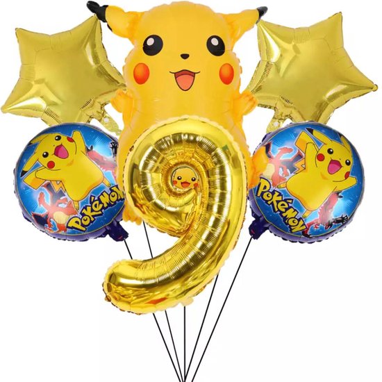 Pokemon Party Ballonnen 32Inch Nummer Folie Ballon Kids Verjaardagsfeestje Decoratie 6 stuks