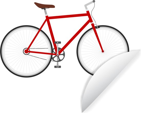 WallCircle - Muurstickers - Behangcirkel - Een zijaanzicht van een van een rode fiets - ⌀ 140 cm - Muurcirkel - Zelfklevend - Ronde Behangsticker