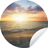 WallCircle - Muurstickers - Behangcirkel - Zonsondergang - Wolken - Strand - 100x100 cm - Muurcirkel - Zelfklevend - Ronde Behangsticker XXL