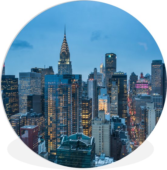 WallCircle - Wandcirkel ⌀ 30 - New York - Skyline - Empire State Building - Ronde schilderijen woonkamer - Wandbord rond - Muurdecoratie cirkel - Kamer decoratie binnen - Wanddecoratie muurcirkel - Woonaccessoires