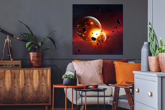 Muurstickers - Sticker Folie - Een illustratie van een jonge aarde - 80x80 cm - Plakfolie - Muurstickers Kinderkamer - Zelfklevend Behang - Zelfklevend behangpapier - Stickerfolie