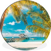 Cercle mural - Cercle mural - Tropical - Plage - Palmier - Aluminium - ⌀ 90 cm - Intérieur et Extérieur