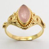 Natuursieraad -  925 sterling zilver goud verguld rozenkwarts ring  maat 18.25 mm- luxe edelsteen sieraad - handgemaakt