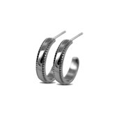 Silventi 9SIL-21583 Zilveren Halve Oorringen - Dames - 18 x 3,8 mm - Bewerkt - Rhodium - Zilver