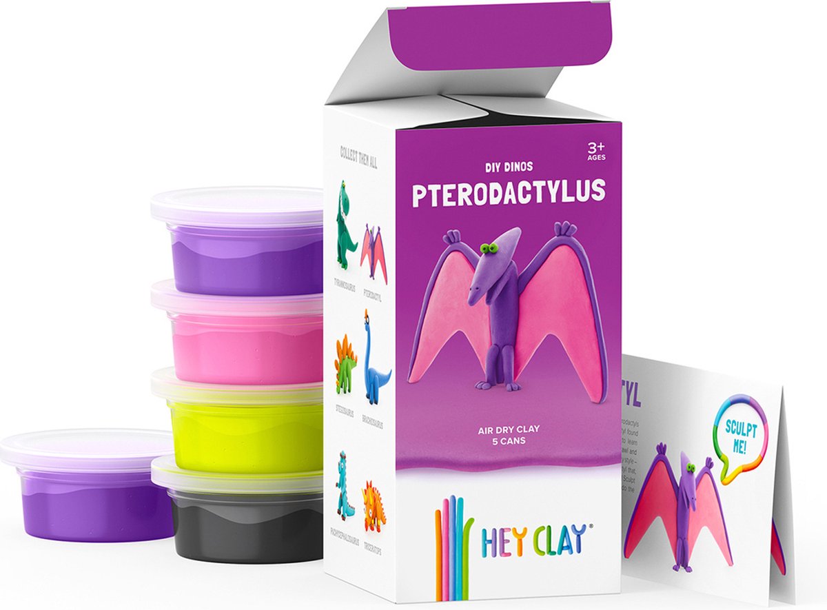 Hey Clay Dinosaures - Kit Pâte à Modeler 6 Couleurs, Sèche à L'air, Avec App Interactive Pour Enfants Dès 3 Ans - 4