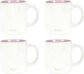 Gusta Beker/Mok 300ml Wit/Roze Enjoy - Set 4 stuks