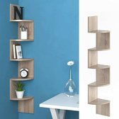 Boekenplanken-19.5x19.5x122cm-5-layer Hoek Boekenplank Wandmontage-Voor Thuiskantoor Studie Slaapkamer-Wood