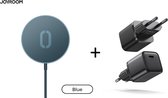 Magnetische draadloze oplader iPhone 13 & 12 Mini/Pro/Pro Max + 20W USB-C Adapter - Blauw - Draadloos opladen - alle iPhone 12 modellen - Wireless charging