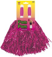 2x Stuks cheerball/pompom roze met stokgreep 30 cm - Cheerleader verkleed accessoires
