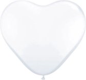 Qualatex hartjes XL ballon wit 90 cm - Valentijn versiering - Bruiloft feestversiering