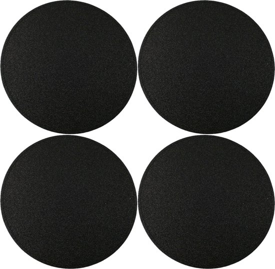 6x Ronde placemats/onderleggers zwart met glitters 33 cm
