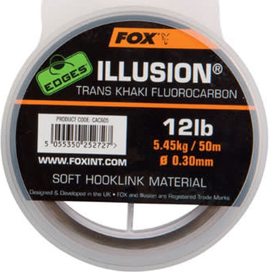 Fox Illusion Soft Hooklink - Trans Khaki - 12lb - 50m - Khaki van Fox — afbeelding 3
