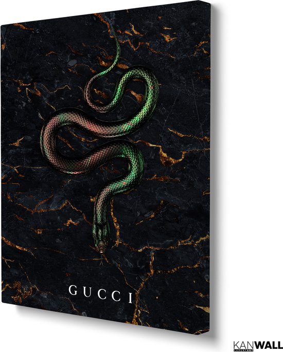 Briesje kunstmest Flitsend Luxe Canvas Schilderij Gucci Snake | 75x100 | Woonkamer | Slaapkamer |  Slang | Design... | bol.com