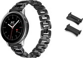 Smartwatch bandje - Geschikt voor Samsung Galaxy Watch 4 Classic - Horlogebandje - RVS metaal - Fungus - Glitter - Zwart