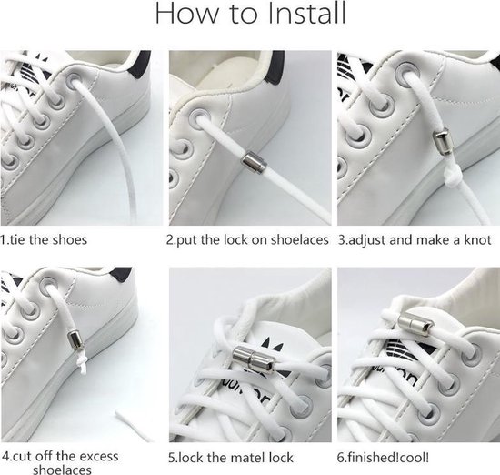 Elastische Veters - schoenveters - Niet meer strikken - Wit - Merkloos